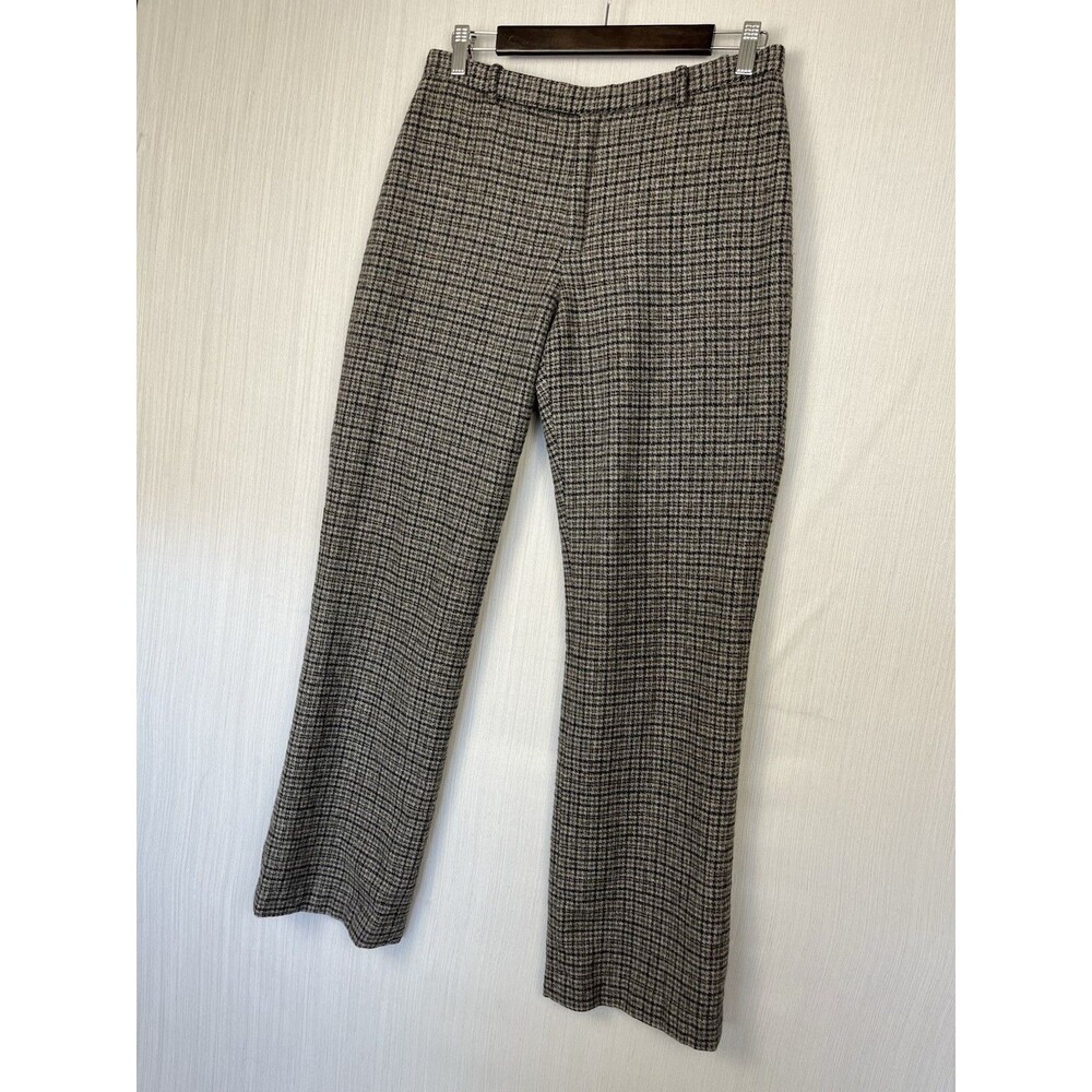 Y2K Gap Wool Blend Trouser Pants 8R Brown Houndstooth Tailored